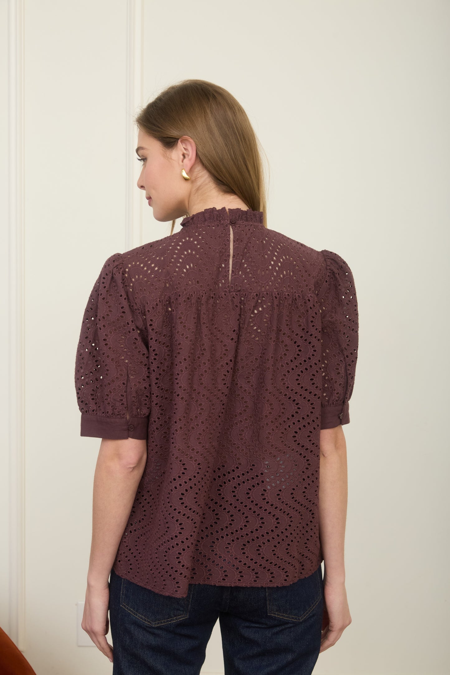 Burgundy Eyelet Blouse