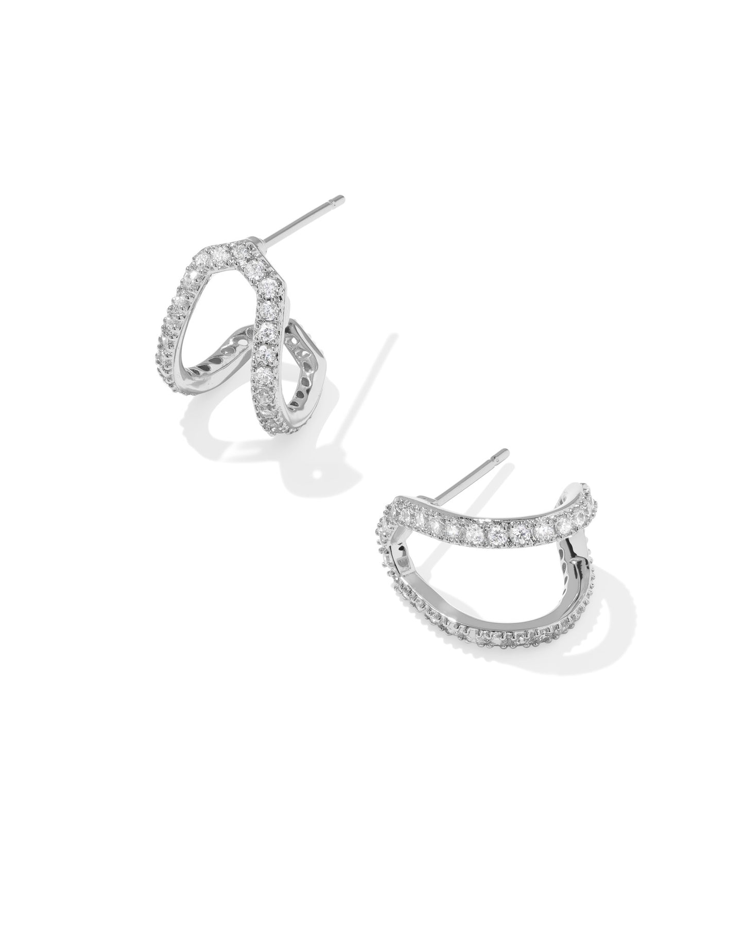 Kendra Scott DAPHNE PAVE HUGGIE EARRINGS SILVER WHITE CZ