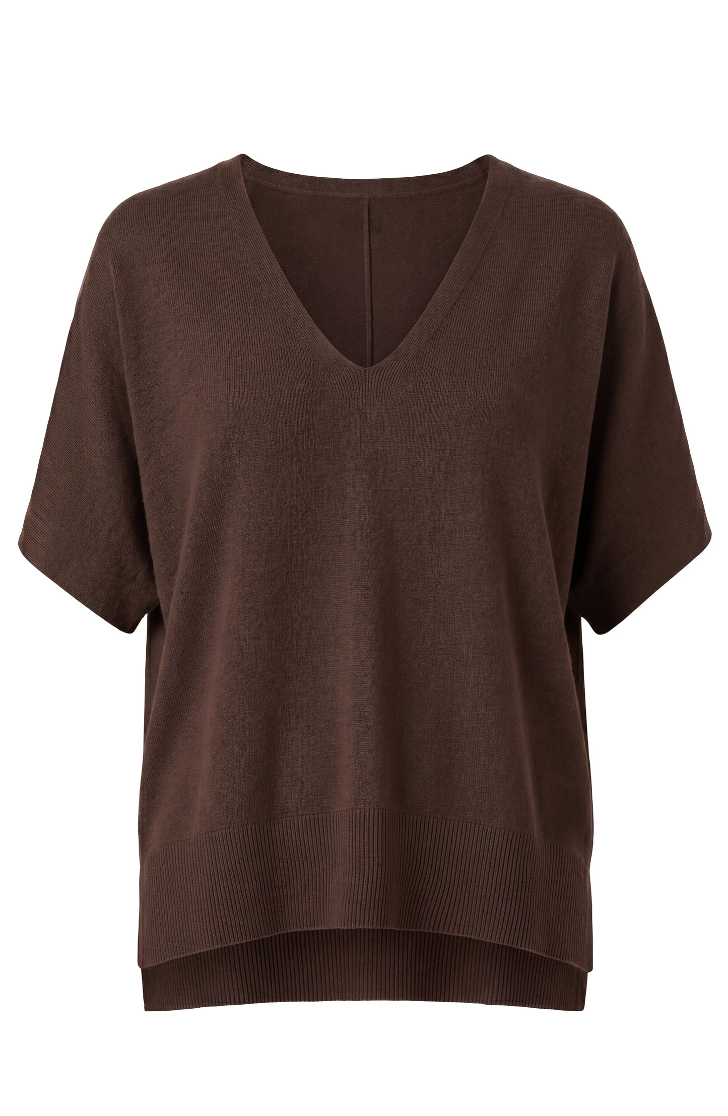 Liverpool  Short Sleeve V-Neck Dolman Popover Sweater with Step Hem- Java or Hunter Green