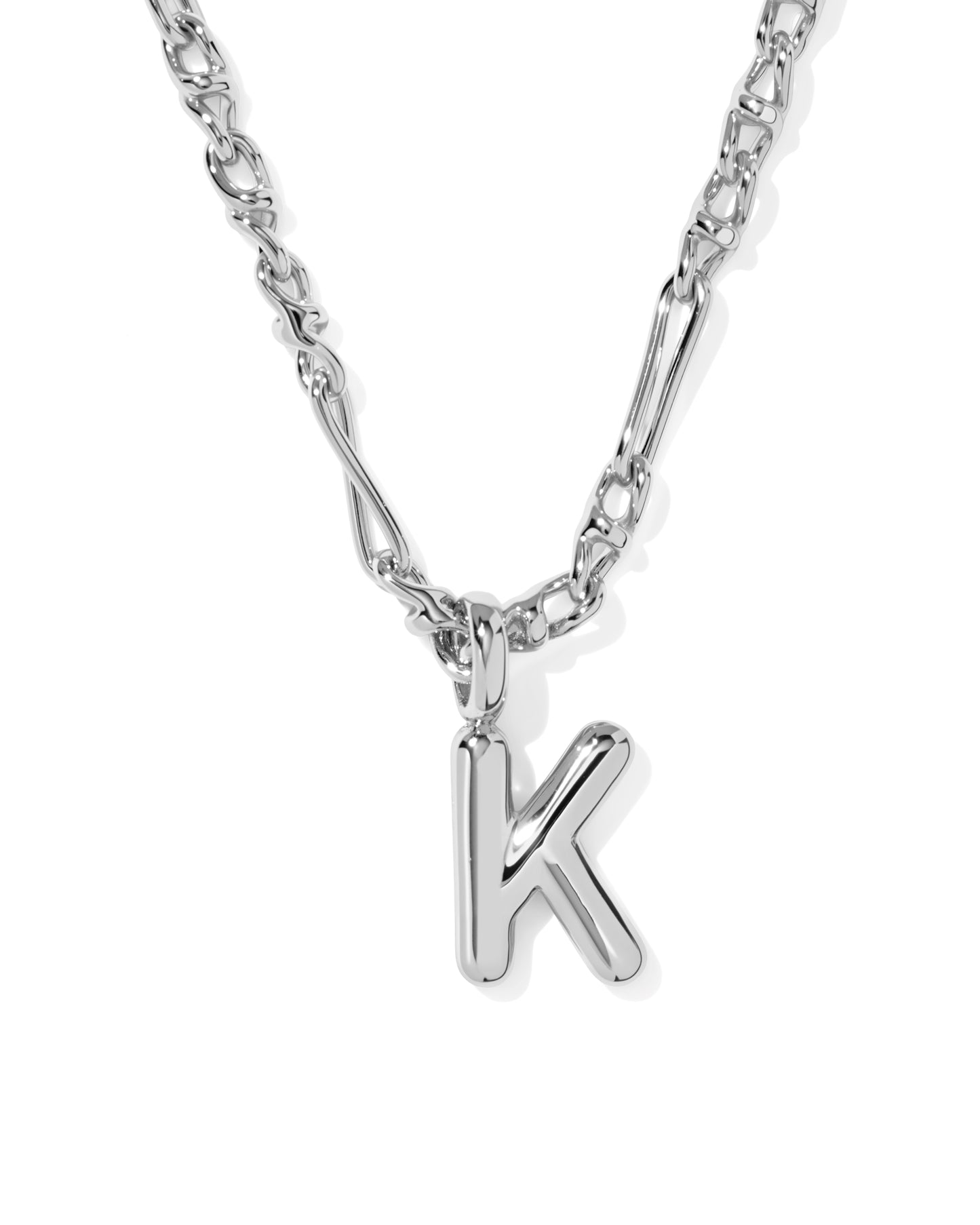Kendra Scott BUBBLE LETTER SHORT PENDANT NECKLACE SILVER (Multiple Letters)
