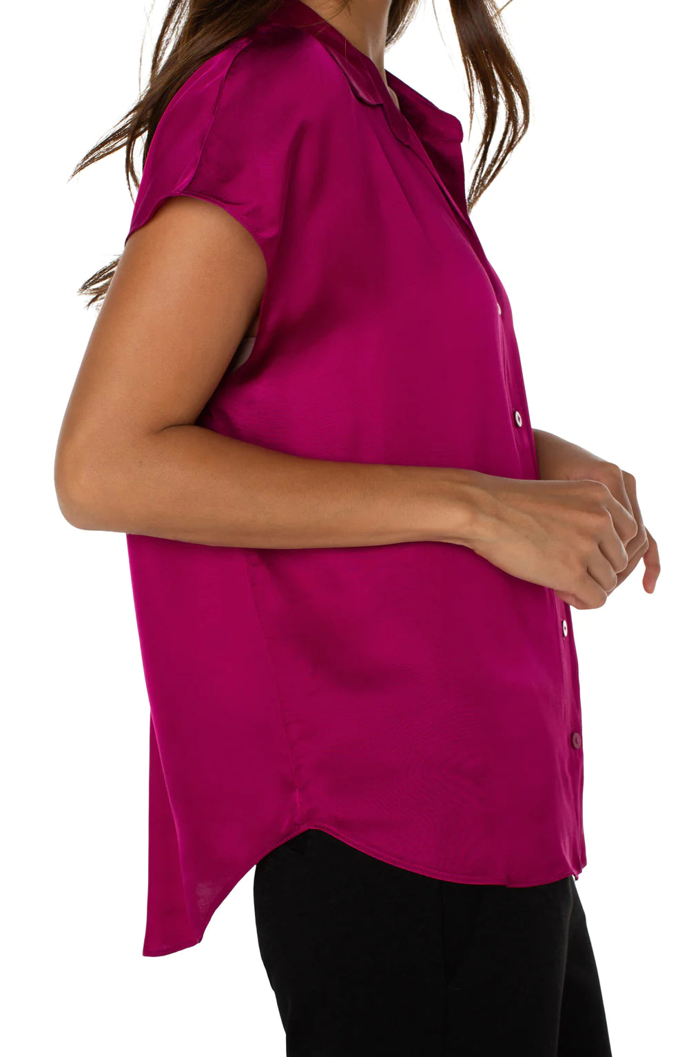 Liverpool BUTTON FRONT DOLMAN SLEEVE BLOUSE in Fuchsia Kiss