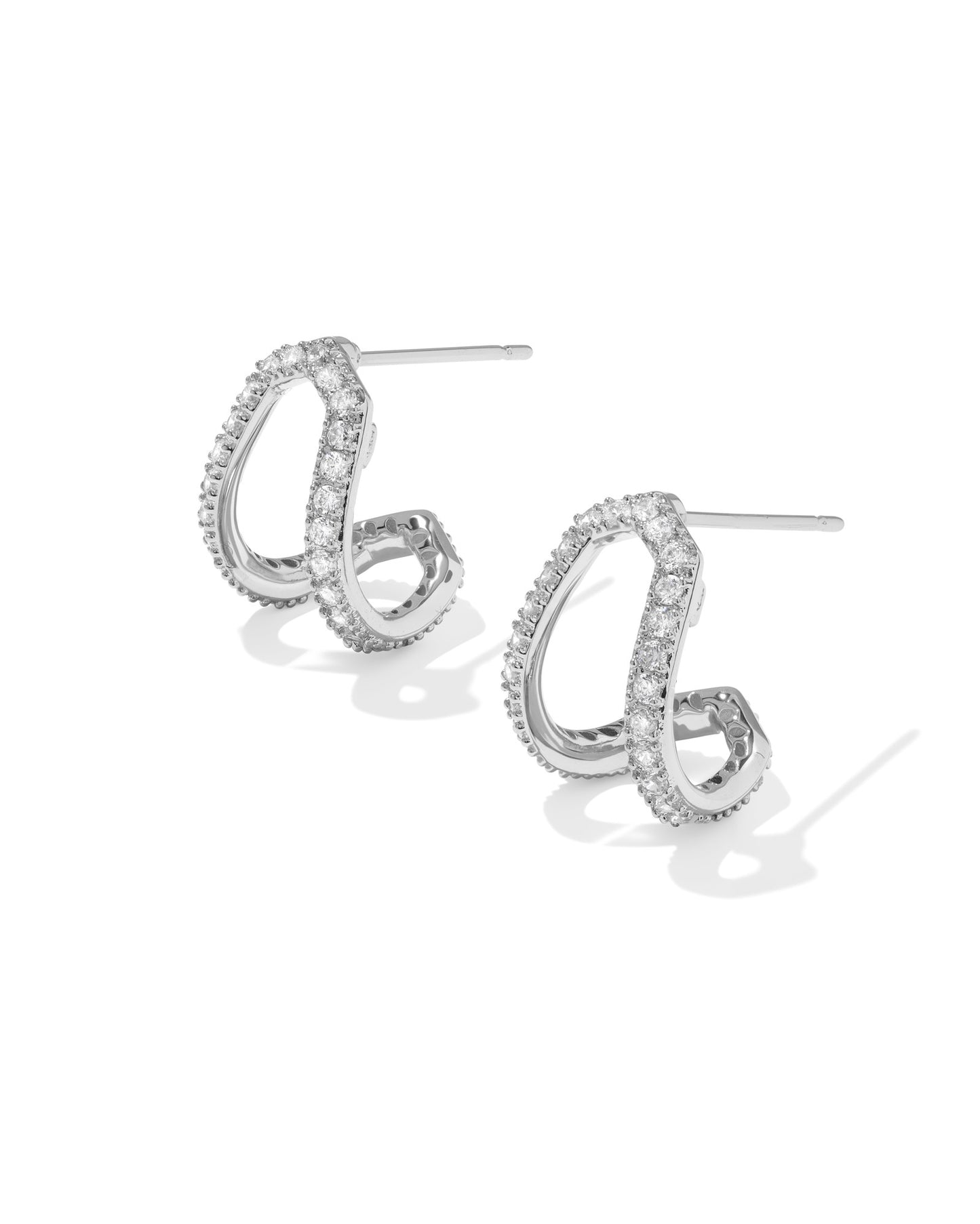 Kendra Scott DAPHNE PAVE HUGGIE EARRINGS SILVER WHITE CZ