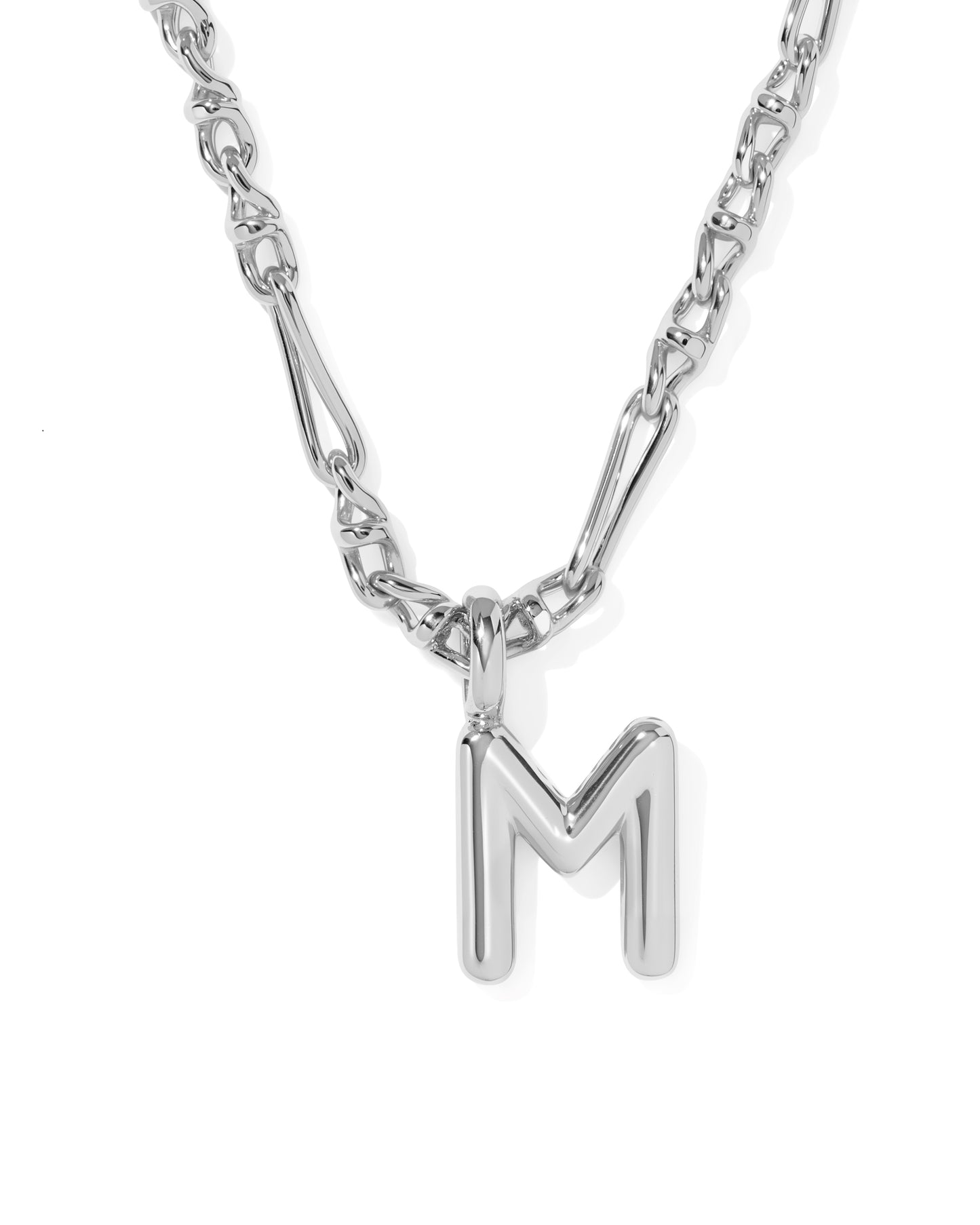 Kendra Scott BUBBLE LETTER SHORT PENDANT NECKLACE SILVER (Multiple Letters)