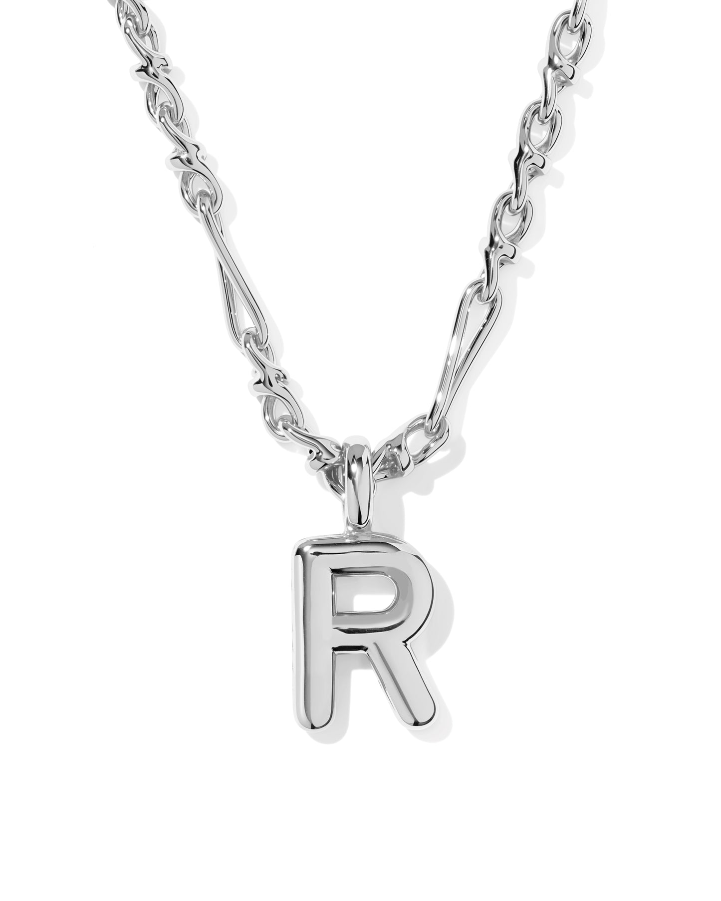 Kendra Scott BUBBLE LETTER SHORT PENDANT NECKLACE SILVER (Multiple Letters)