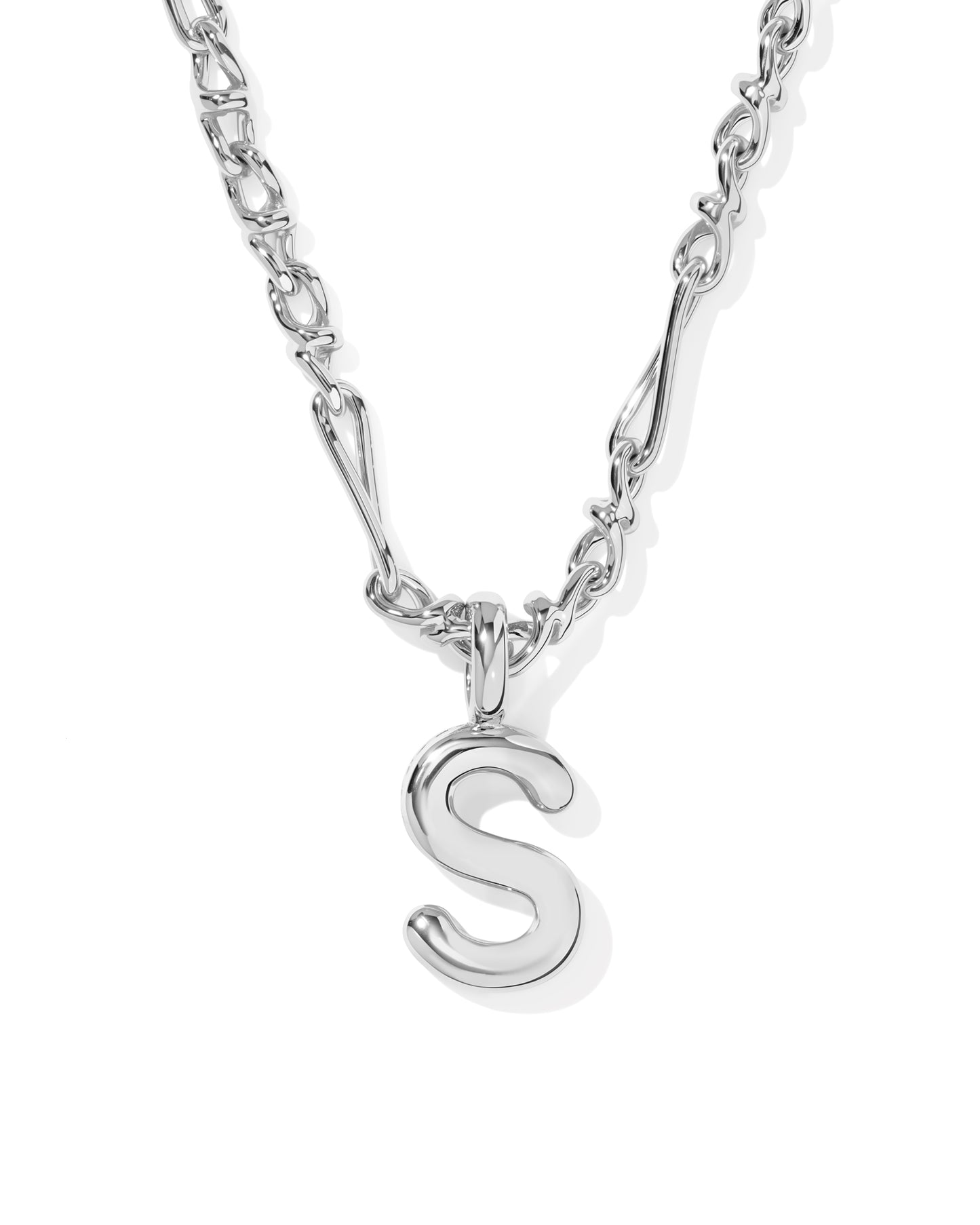 Kendra Scott BUBBLE LETTER SHORT PENDANT NECKLACE SILVER (Multiple Letters)