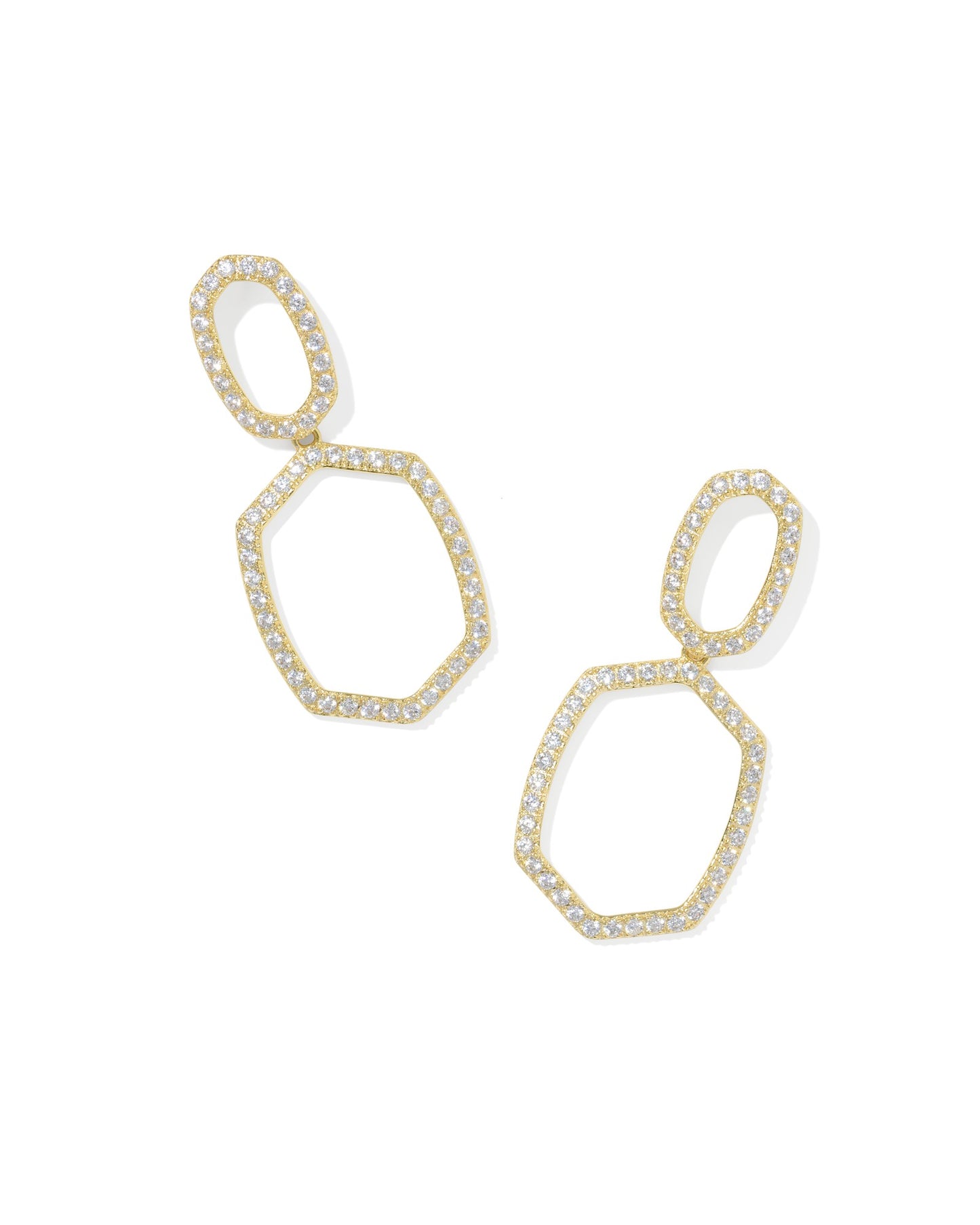 Kendra Scott DAPHNE PAVE OPEN FRAME EARRINGS GOLD WHITE CZ