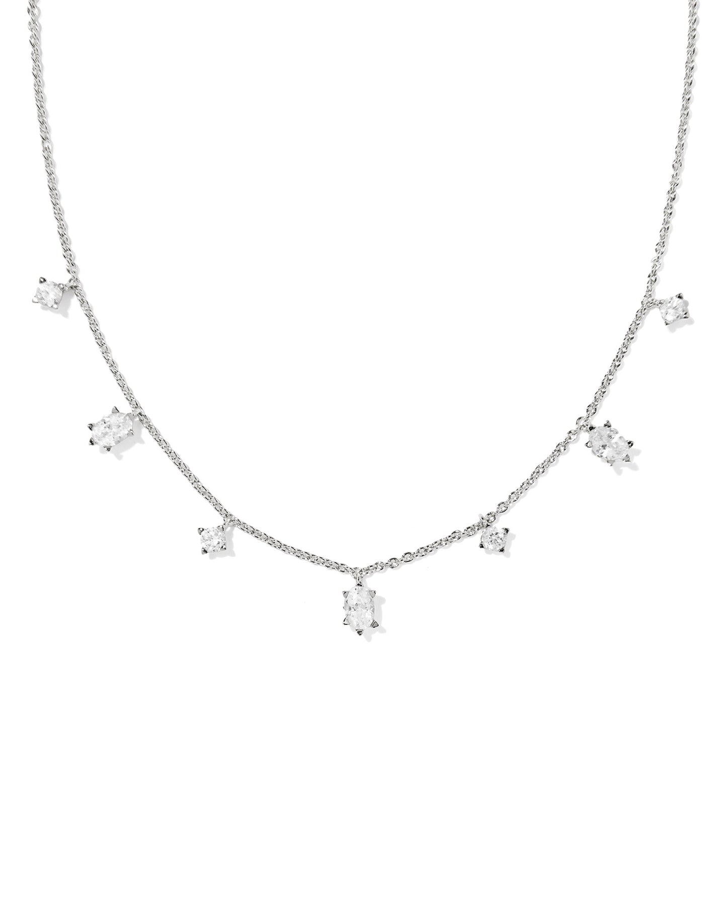 Kendra Scott CAILIN DELICATE STRAND NECKLACE SILVER WHITE CZ