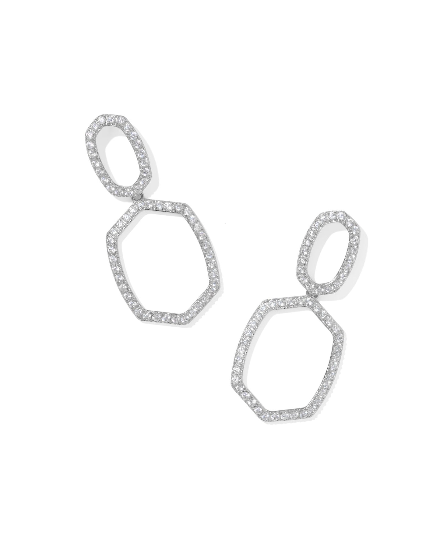 Kendra Scott DAPHNE PAVE OPEN FRAME EARRINGS SILVER WHITE CZ