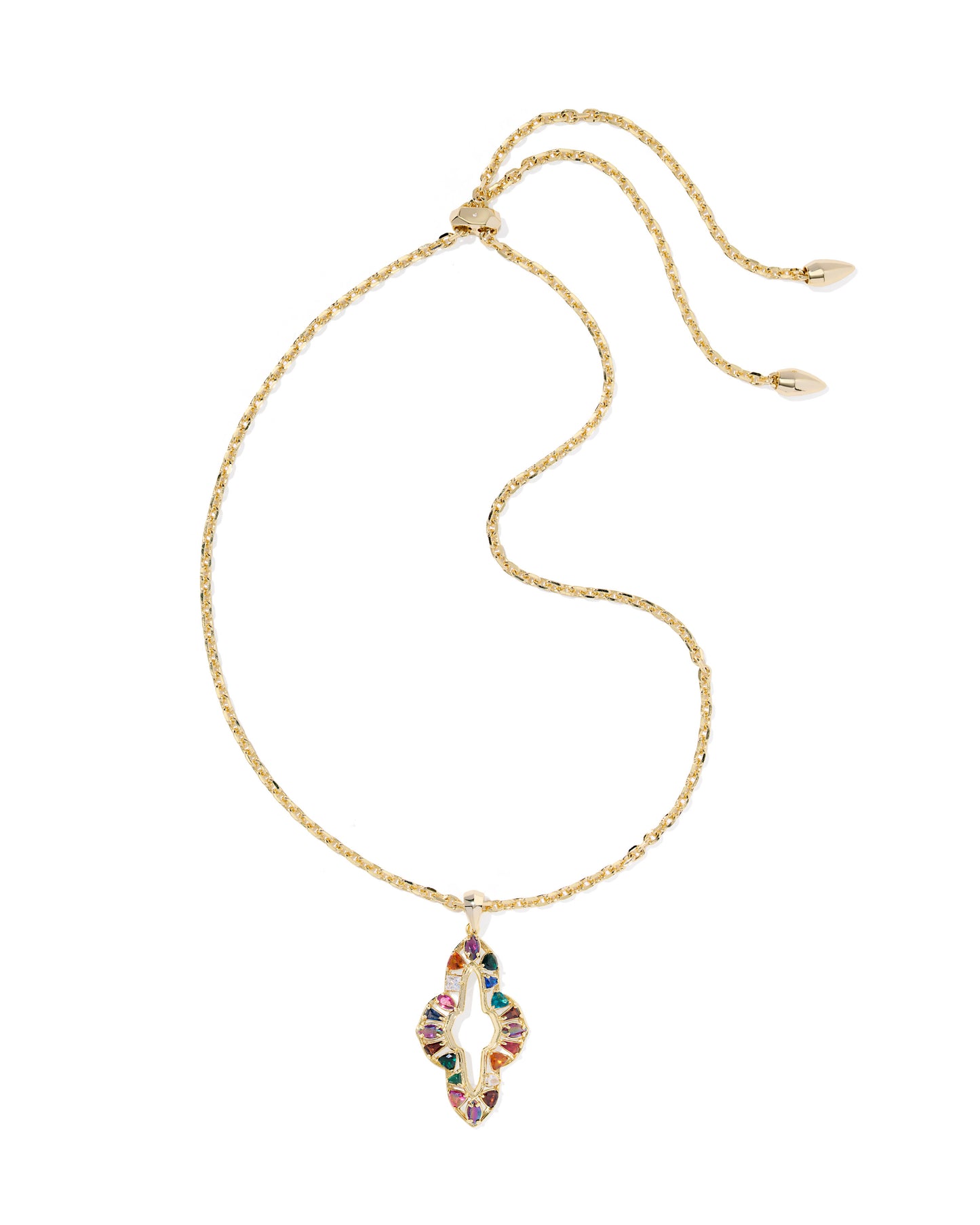 Kendra Scott ABBIE CRYSTAL LONG PENDANT NECKLACE GOLD MULTI MIX