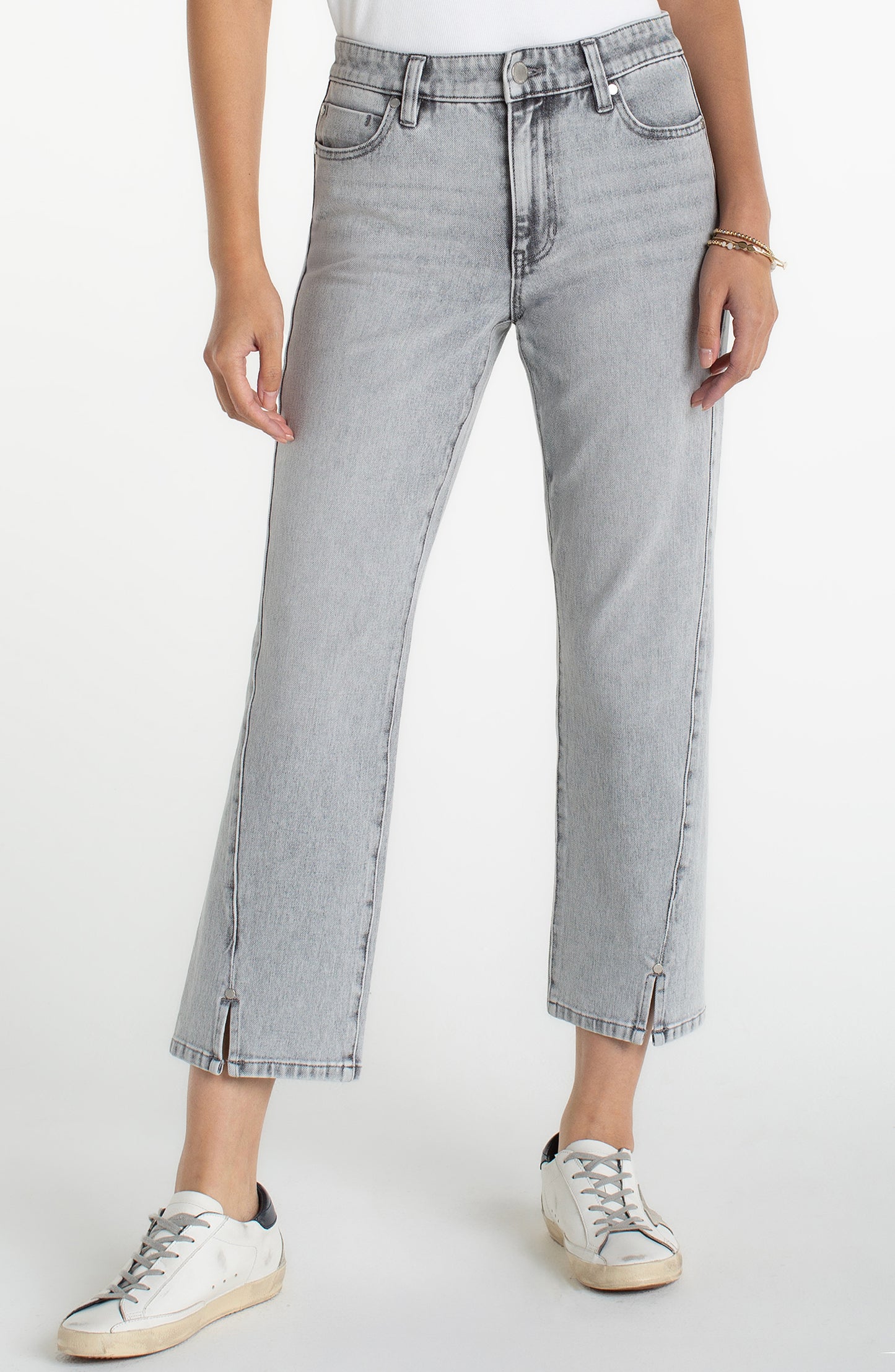 Liverpool Alpine Grey kennedy straight w/ seaming detail and slit