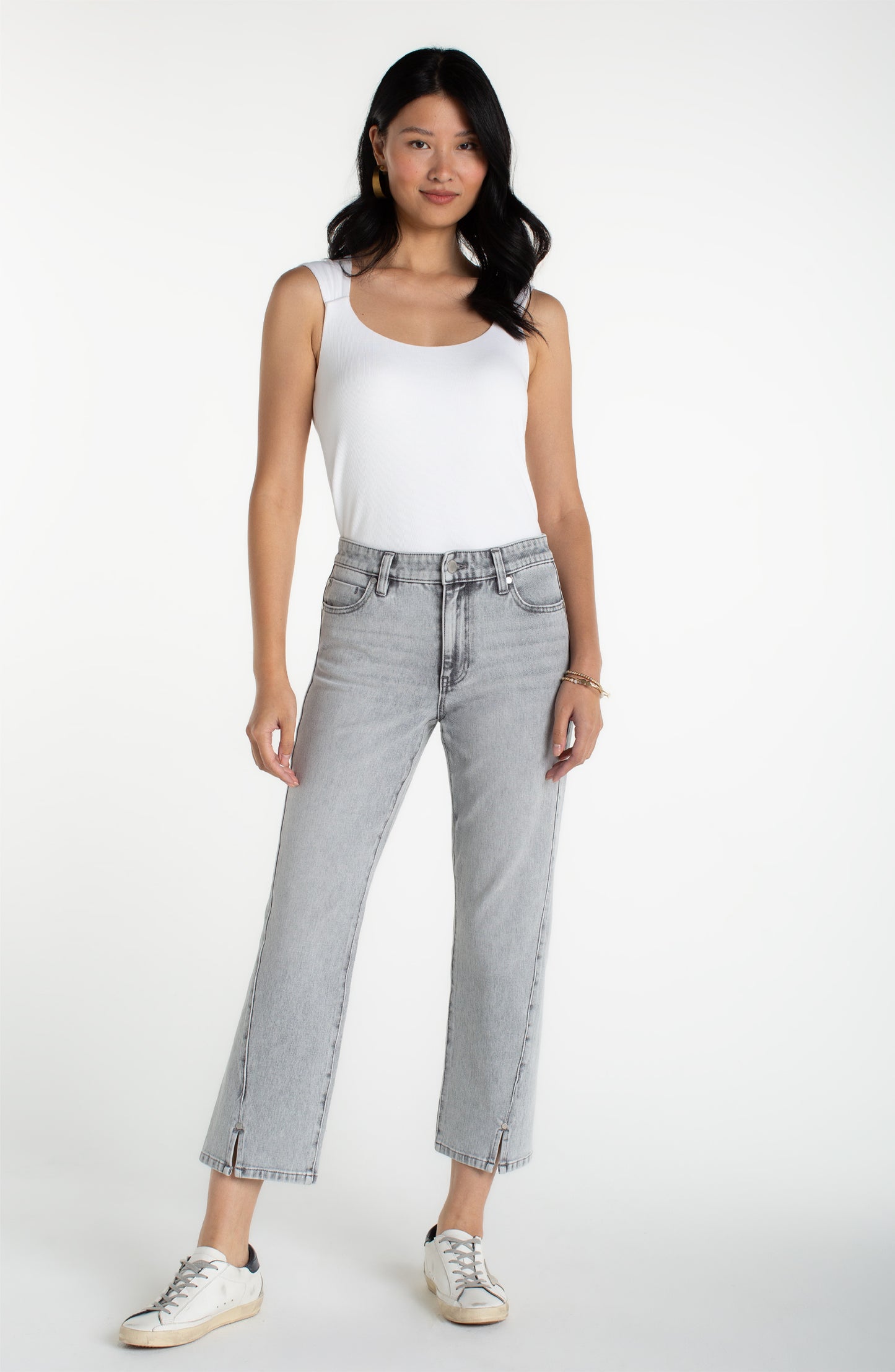 Liverpool Alpine Grey kennedy straight w/ seaming detail and slit