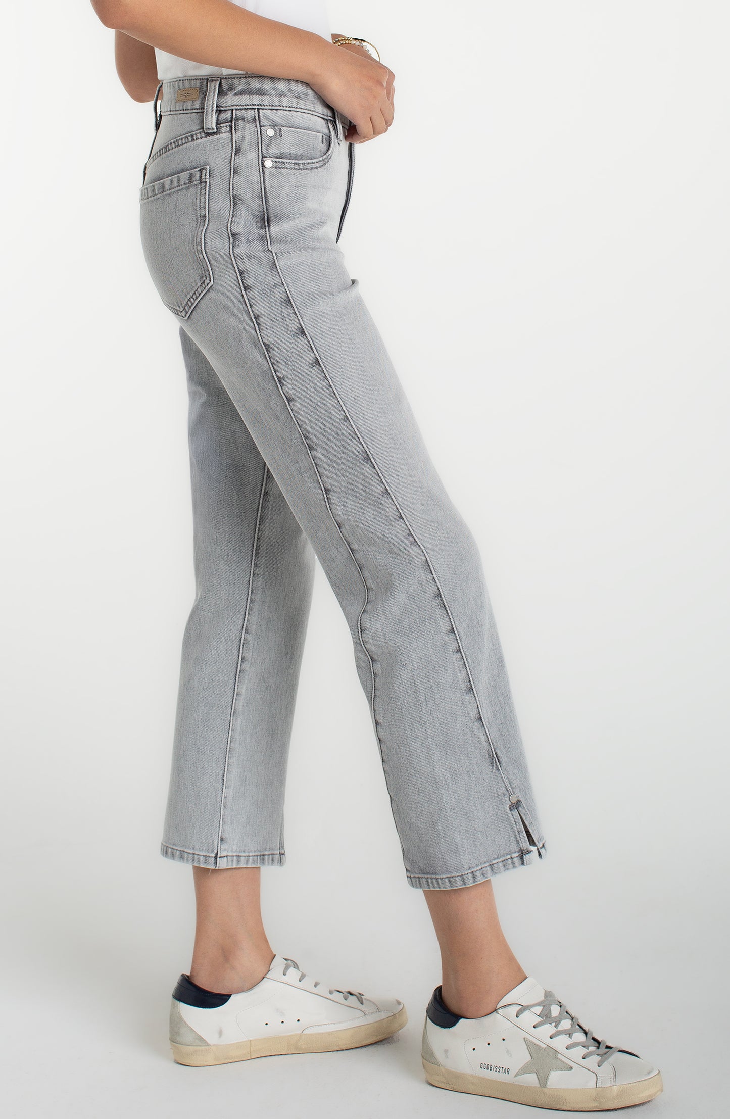 Liverpool Alpine Grey kennedy straight w/ seaming detail and slit