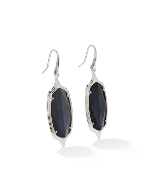 Kendra Scott DANI STEPPED FRAME DROP EARRINGS SILVER DARK INDIGO ILLUSION