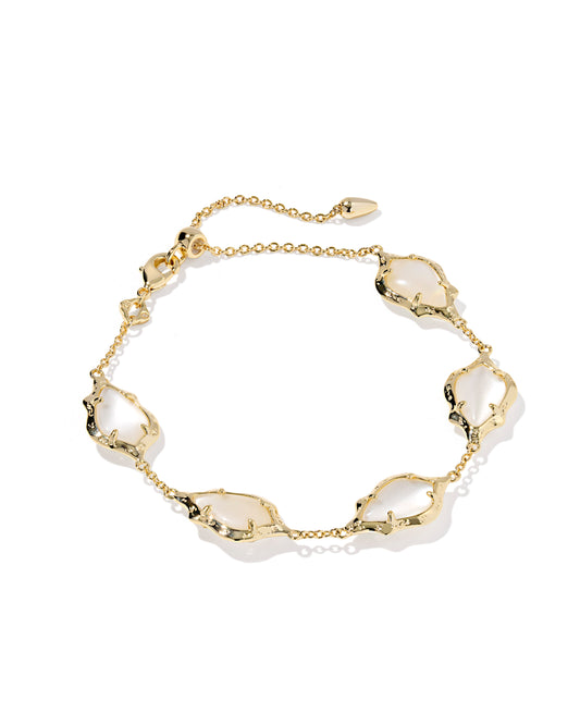 Kendra Scott ADRIANA SCALLOP FRAME DELICATE CHAIN BRACELET GOLD NATURAL MOTHER OF PEARL