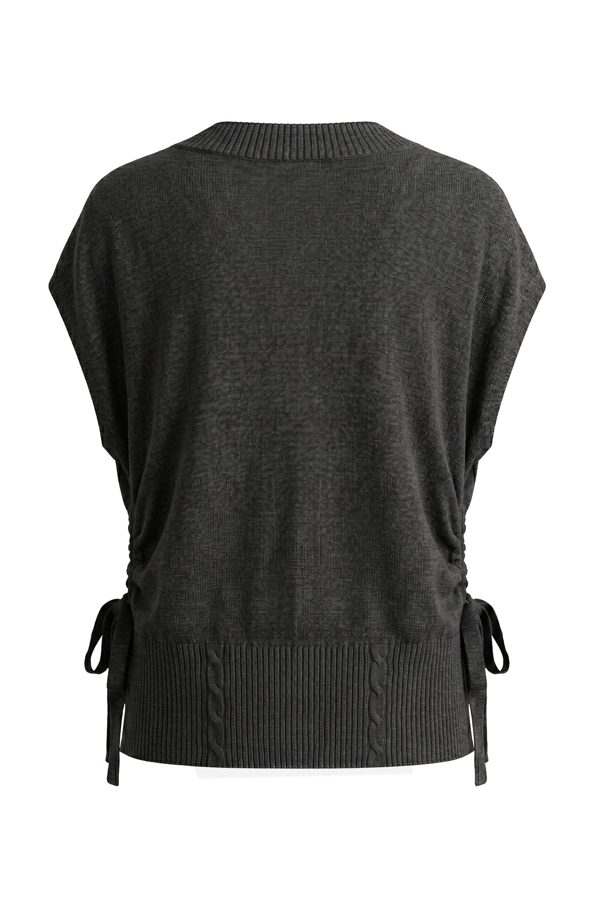 Liverpool V-neck Dolman Sweater W/ Ties - Dark heather charcoal