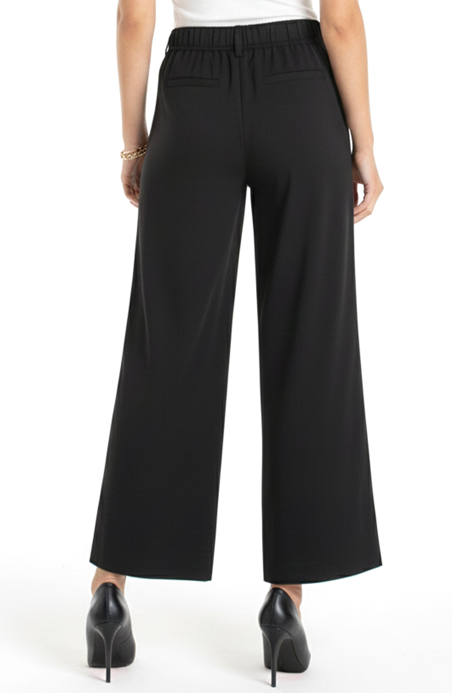 Liverpool High Rise Black Pleated Wide Leg Trouser