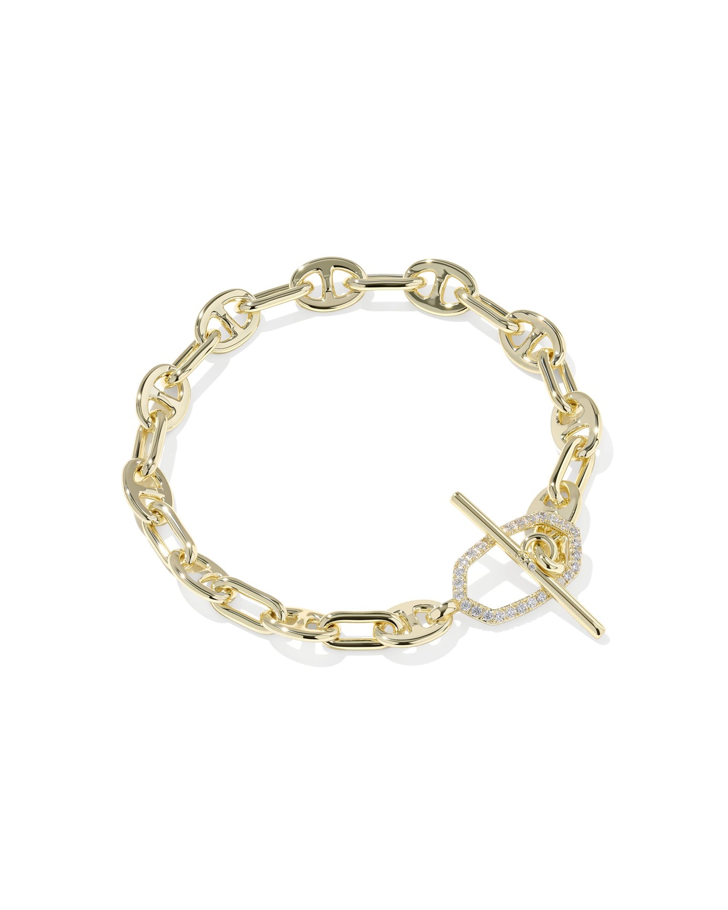 Kendra Scott ELAINA TOGGLE LINK AND CHAIN BRACELET GOLD WHITE CZ