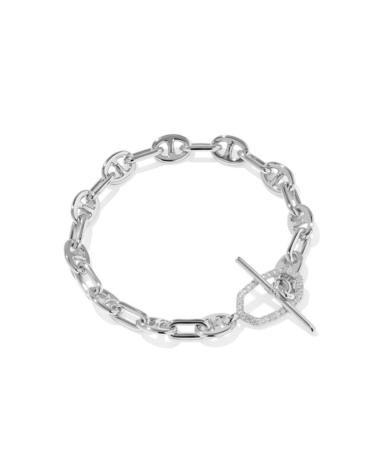 Kendra Scott ELAINA TOGGLE LINK AND CHAIN BRACELET SILVER WHITE CZ