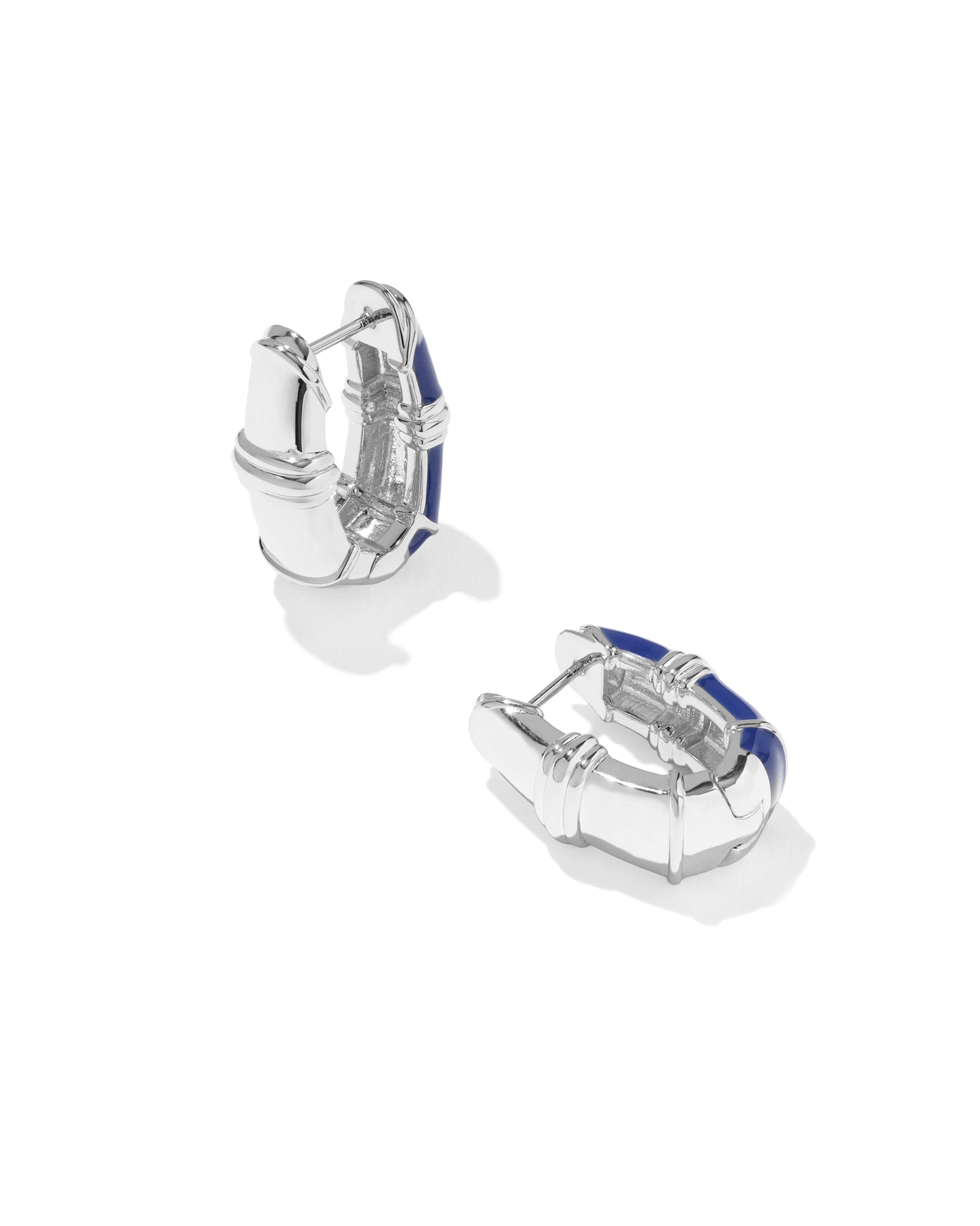 Kendra Scott COURTNEY ENAMEL HUGGIE SILVER EARRINGS