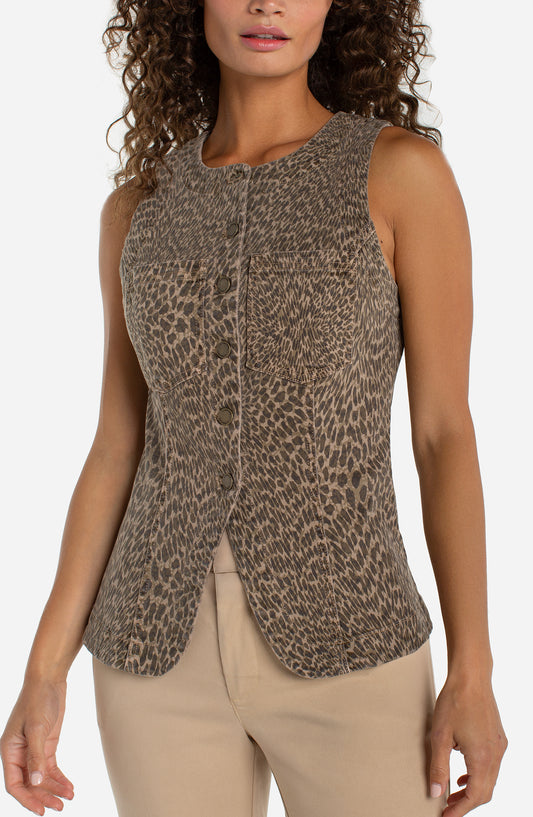 Liverpool Abstract Animal Crew Neck Split Front Vest