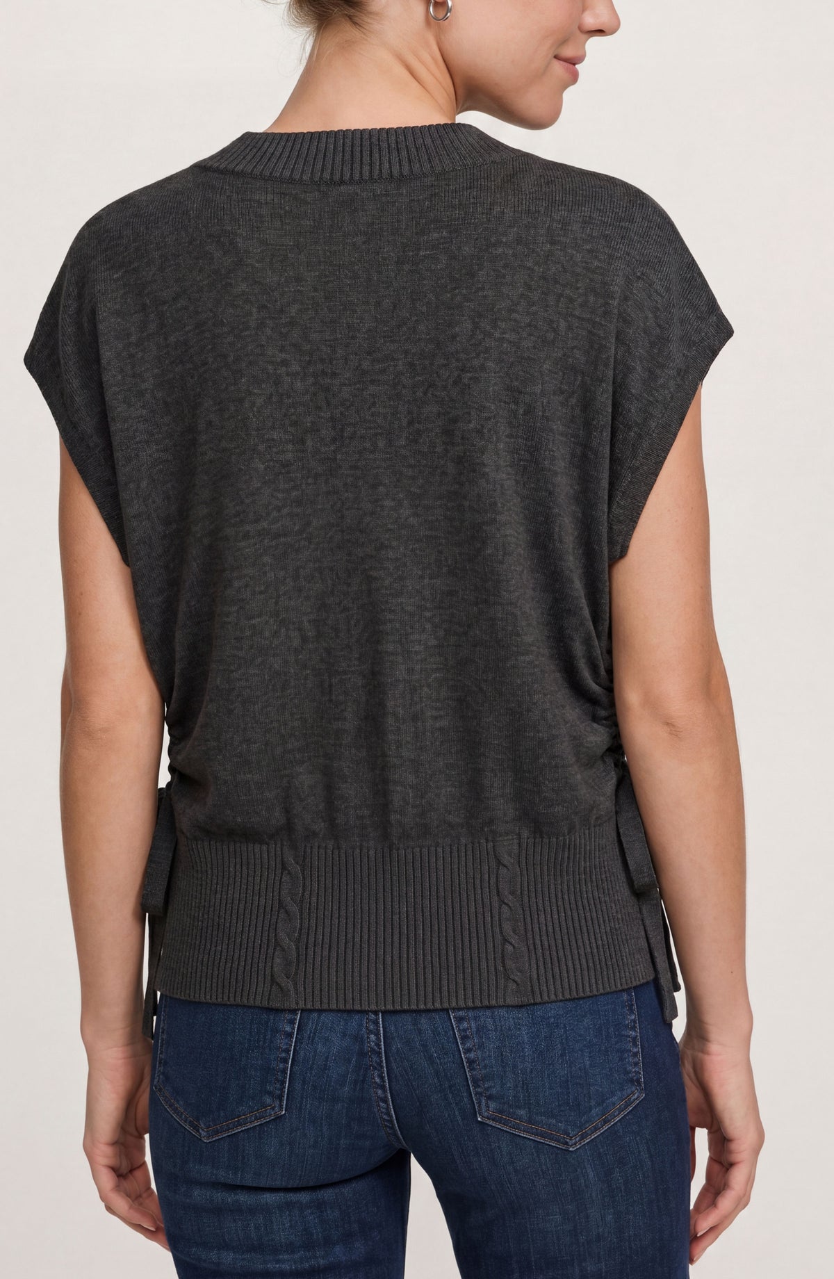 Liverpool V-neck Dolman Sweater W/ Ties - Dark heather charcoal