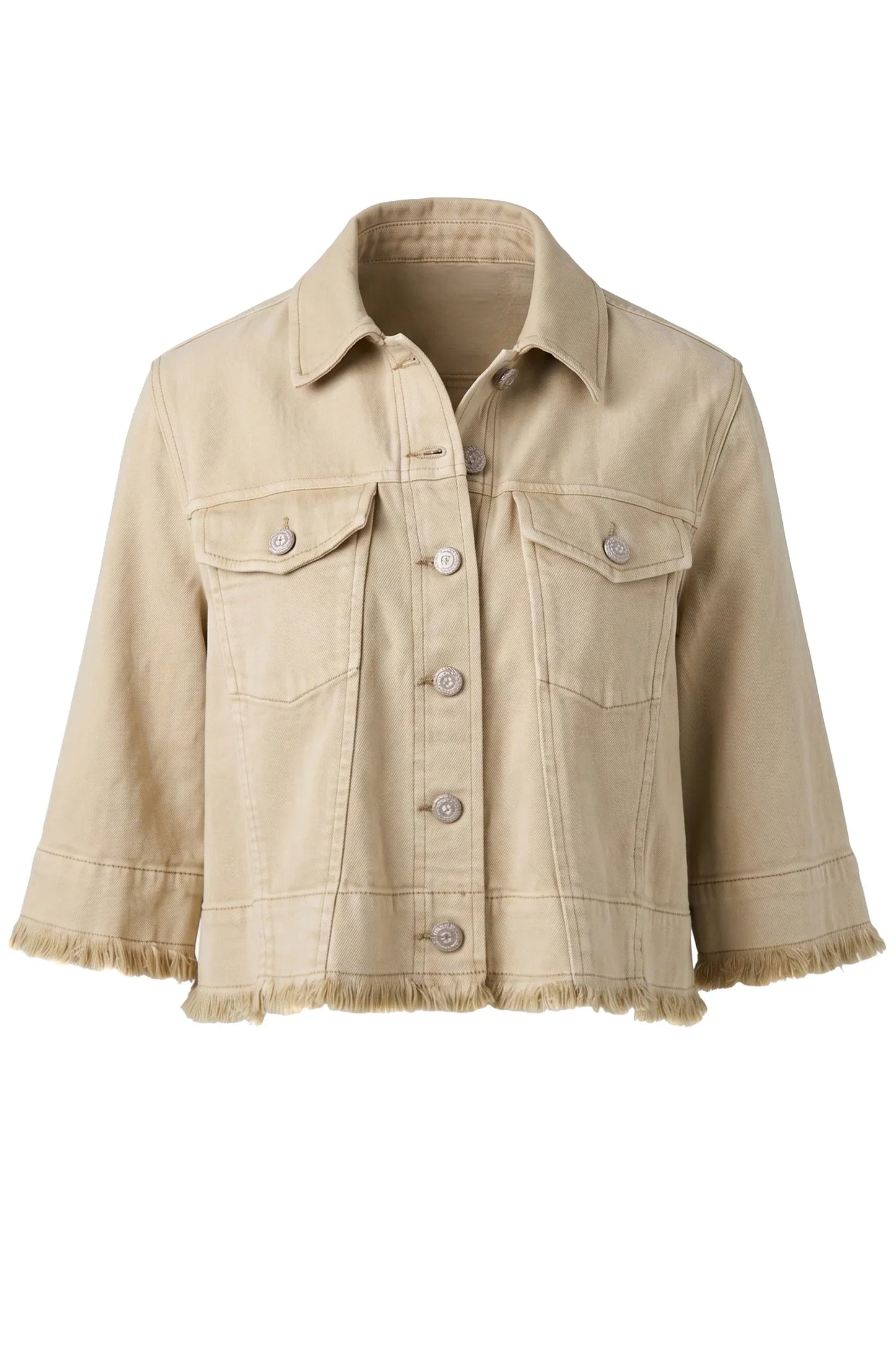 Liverpool 3/4 Sleeve Frayed Flounce Jacket