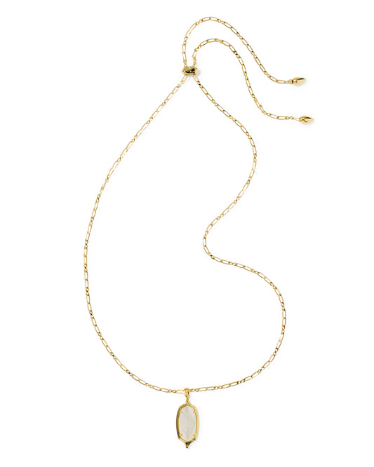 Kendra Scott DANI STEPPED FRAME LONG PENDANT NECKLACE GOLD IVORY MOTHER OF PEARL