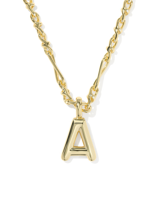 Kendra Scott BUBBLE LETTER SHORT PENDANT NECKLACE GOLD (Multiple Letters)