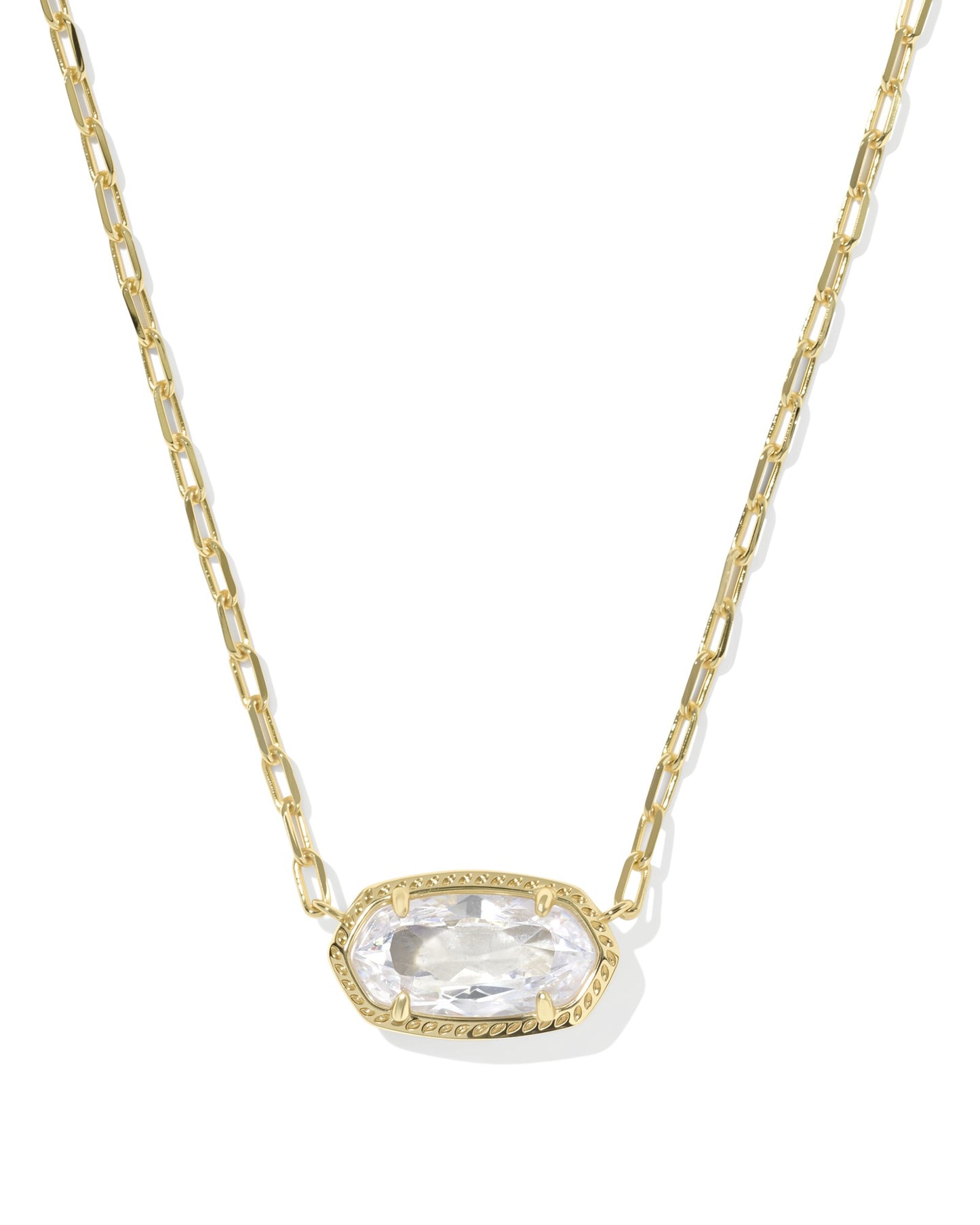 Kendra Scott ELISA LUXE SHORT PENDANT NECKLACE GOLD WHITE CZ