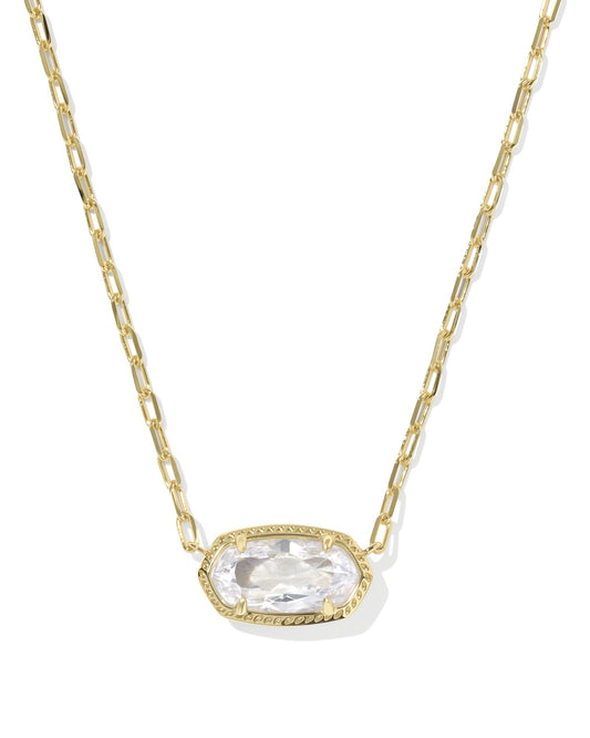 Kendra Scott ELISA LUXE SHORT PENDANT NECKLACE GOLD WHITE CZ
