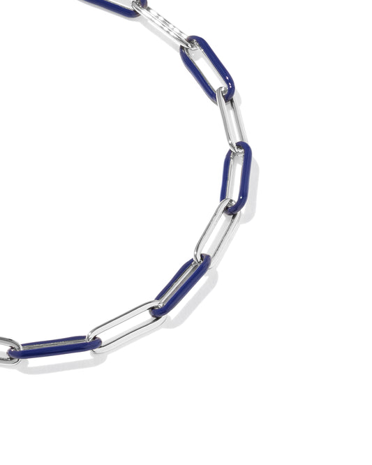KENDRA SCOTT COURTNEY SILVER ENAMEL LINK AND CHAIN BRACELET