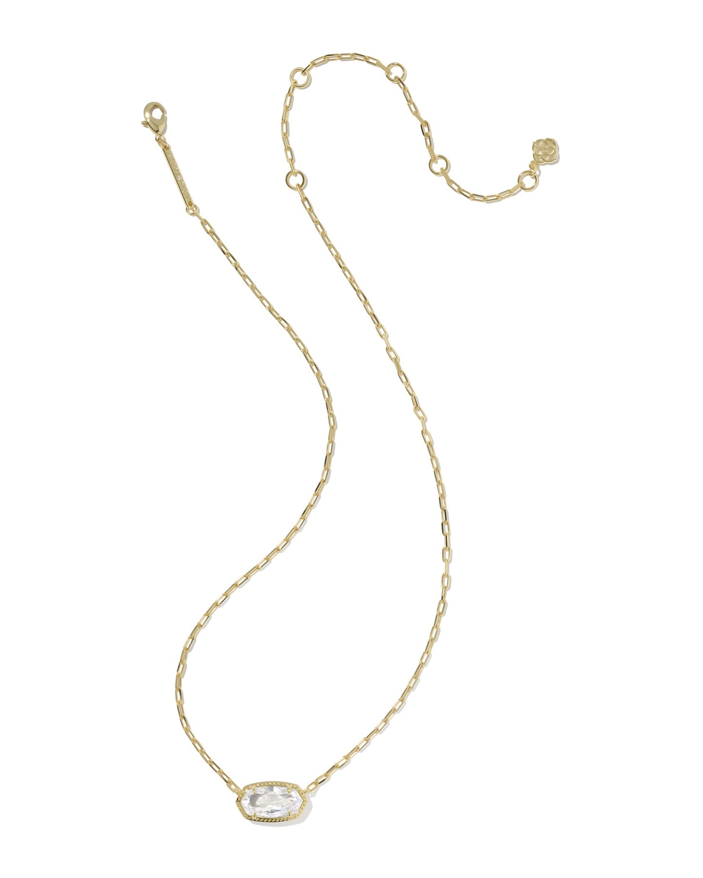 Kendra Scott ELISA LUXE SHORT PENDANT NECKLACE GOLD WHITE CZ