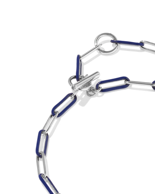 KENDRA SCOTT COURTNEY SILVER ENAMEL LINK AND CHAIN BRACELET
