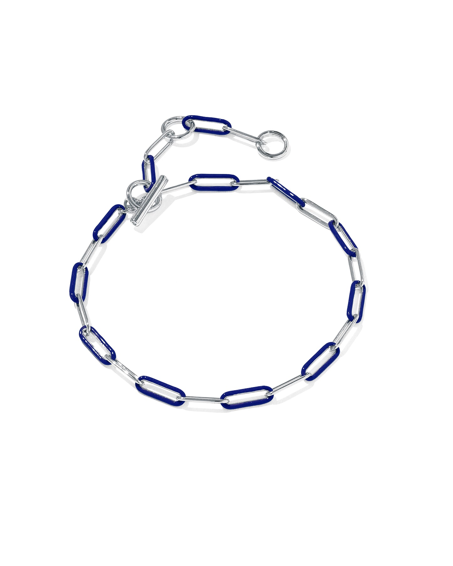 KENDRA SCOTT COURTNEY SILVER ENAMEL LINK AND CHAIN BRACELET