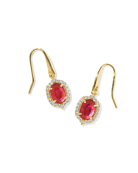 Kendra Scott DAPHNE CRYSTAL FRAME DROP EARRINGS GOLD DARK PINK ILLUSION