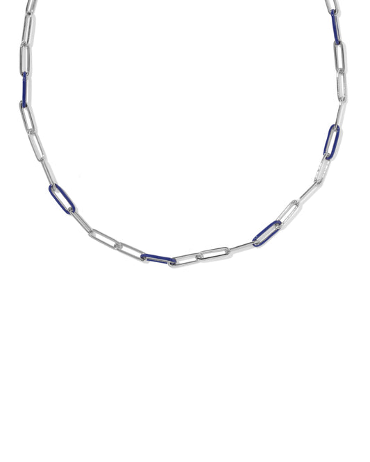 Kendra Scott COURTNEY SILVER ENAMEL LINK AND CHAIN NECKLACE