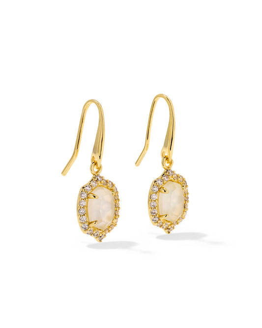 Kendra Scott DAPHNE CRYSTAL FRAME DROP EARRINGS GOLD IVORY MOTHER OF PEARL
