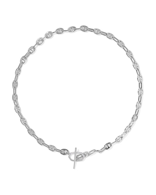 Kendra Scott ELISA TOGGLE LINK AND CHAIN NECKLACE SILVER WHITE CZ