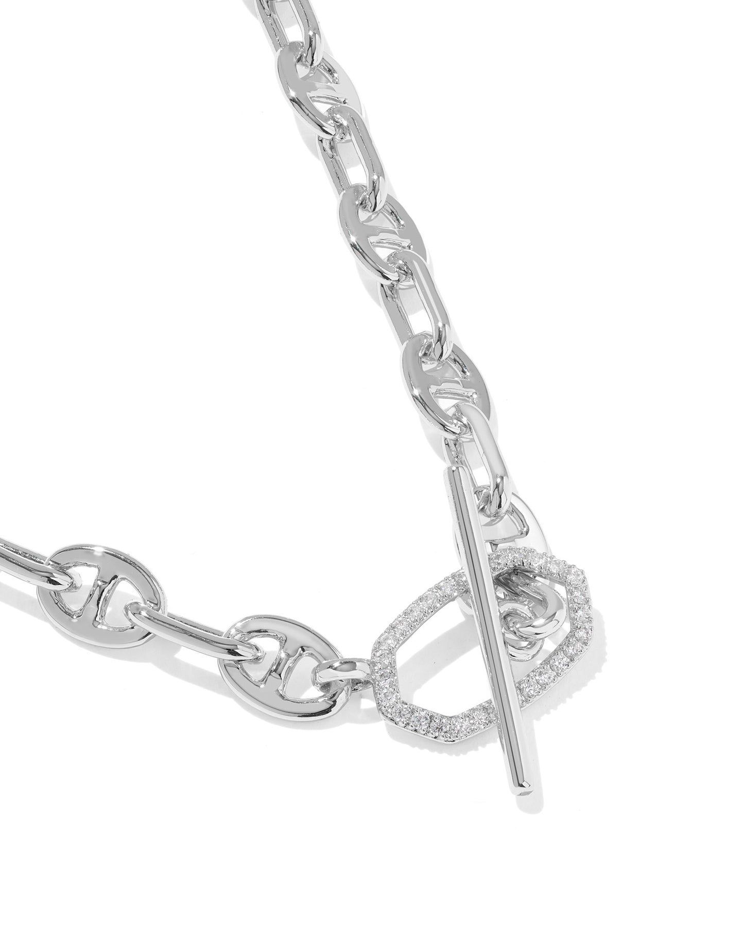 Kendra Scott ELISA TOGGLE LINK AND CHAIN NECKLACE SILVER WHITE CZ