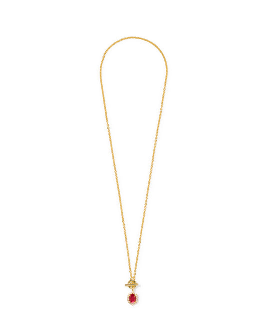 Kendra Scott DAPHNE CRYSTAL FRAME TOGGLE NECKLACE GOLDDARK PINK ILLUSION
