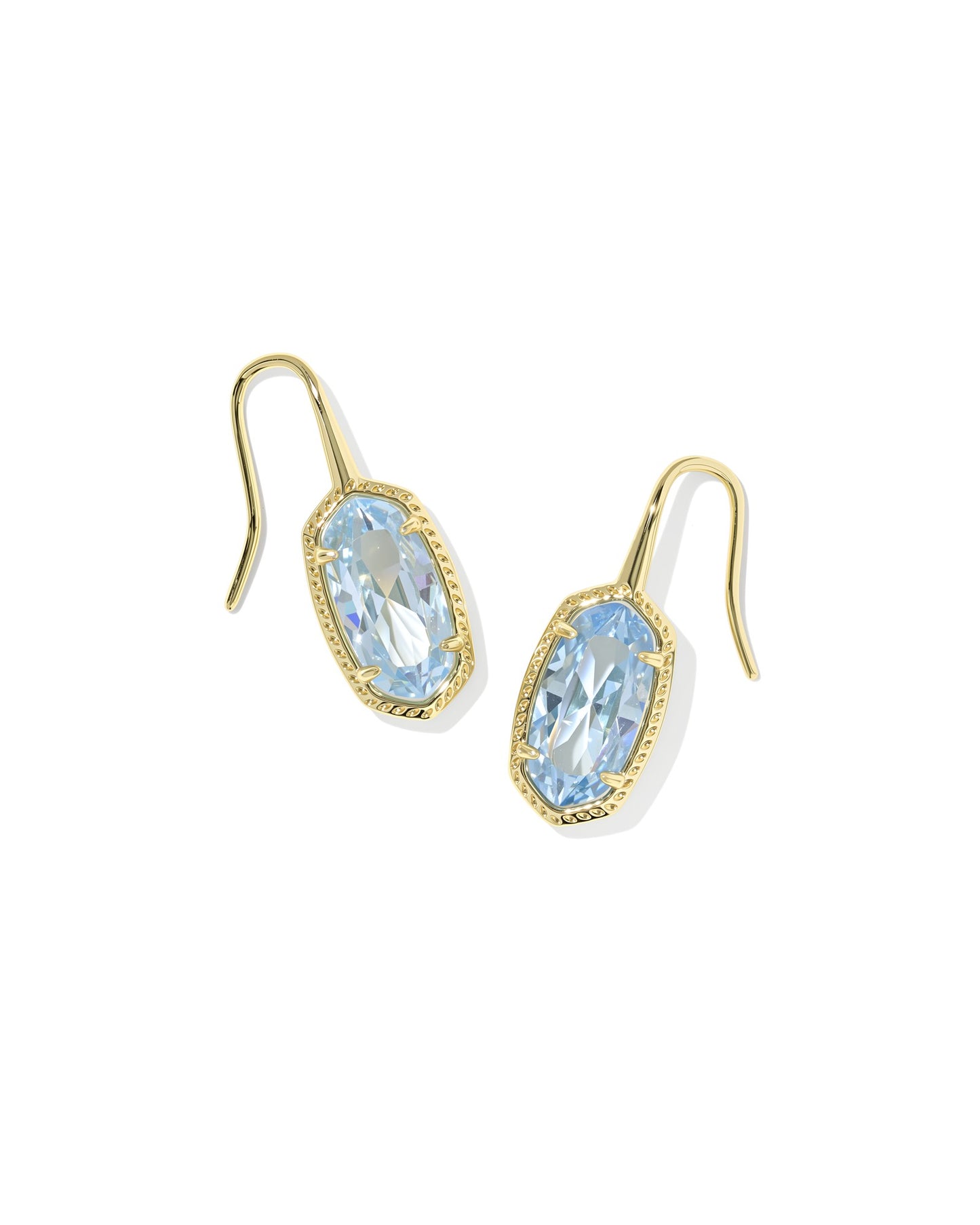 Kendra Scott LEE LUXE DROP EARRINGS GOLD LIGHT BLUE CZ