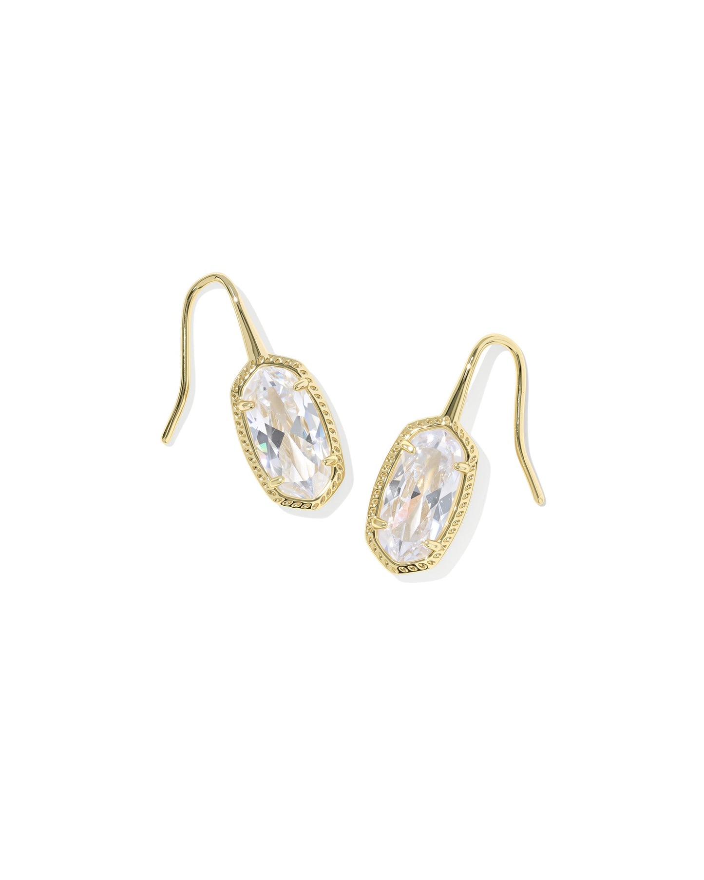 Kendra Scott LEE LUXE DROP EARRINGS GOLD WHITE CZ