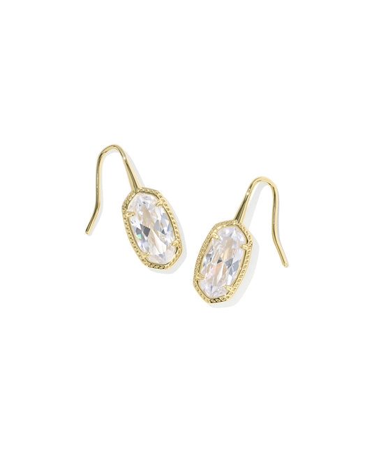 Kendra Scott LEE LUXE DROP EARRINGS GOLD WHITE CZ