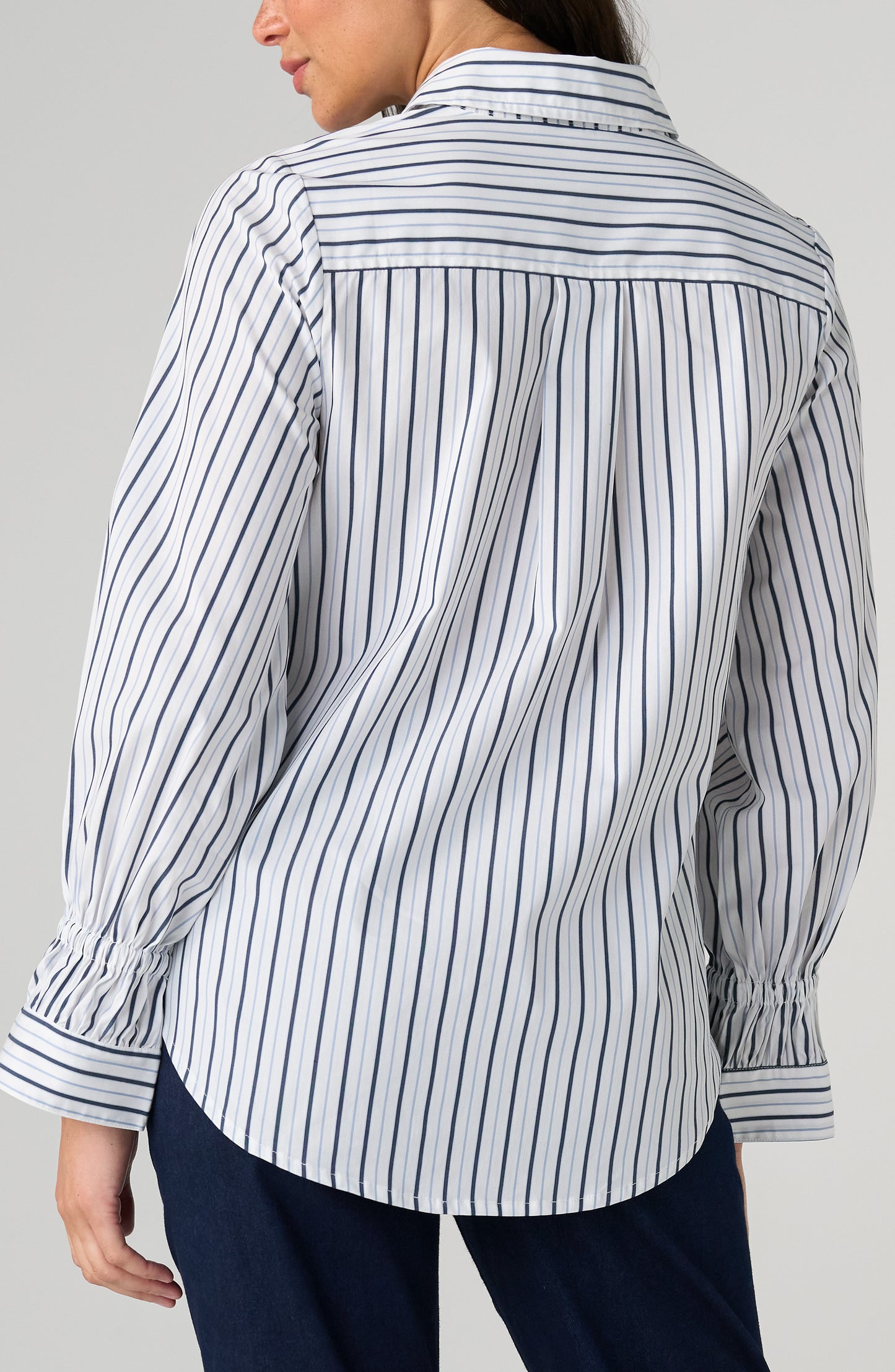 Liverpool Adjustable Sleeve Button Front Woven Top - White Club Nave