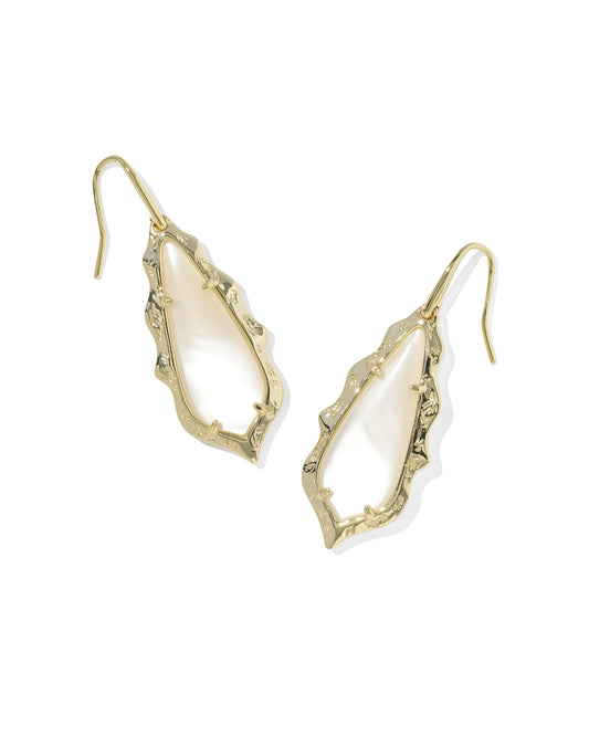 Kendra Scott ADRIANA SCALLOP FRAME DROP EARRINGS GOLD NATURAL MOTHER OF PEARL