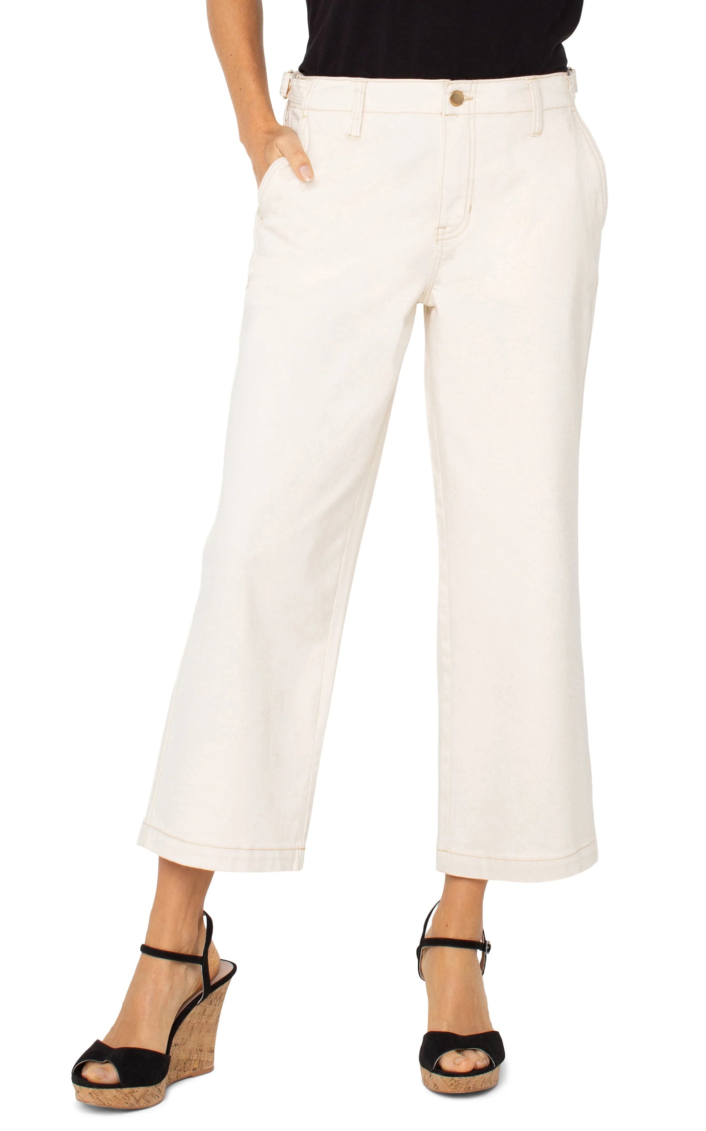 Liverpool Utility Stride Wide Leg Crop W/ Side Tabs