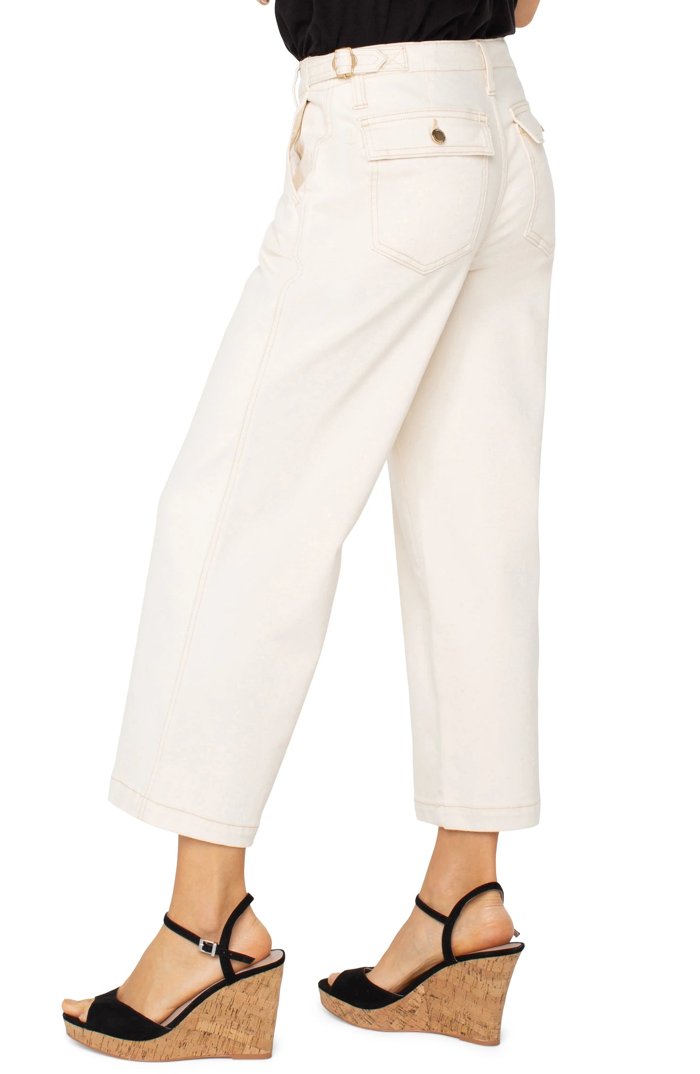 Liverpool Utility Stride Wide Leg Crop W/ Side Tabs