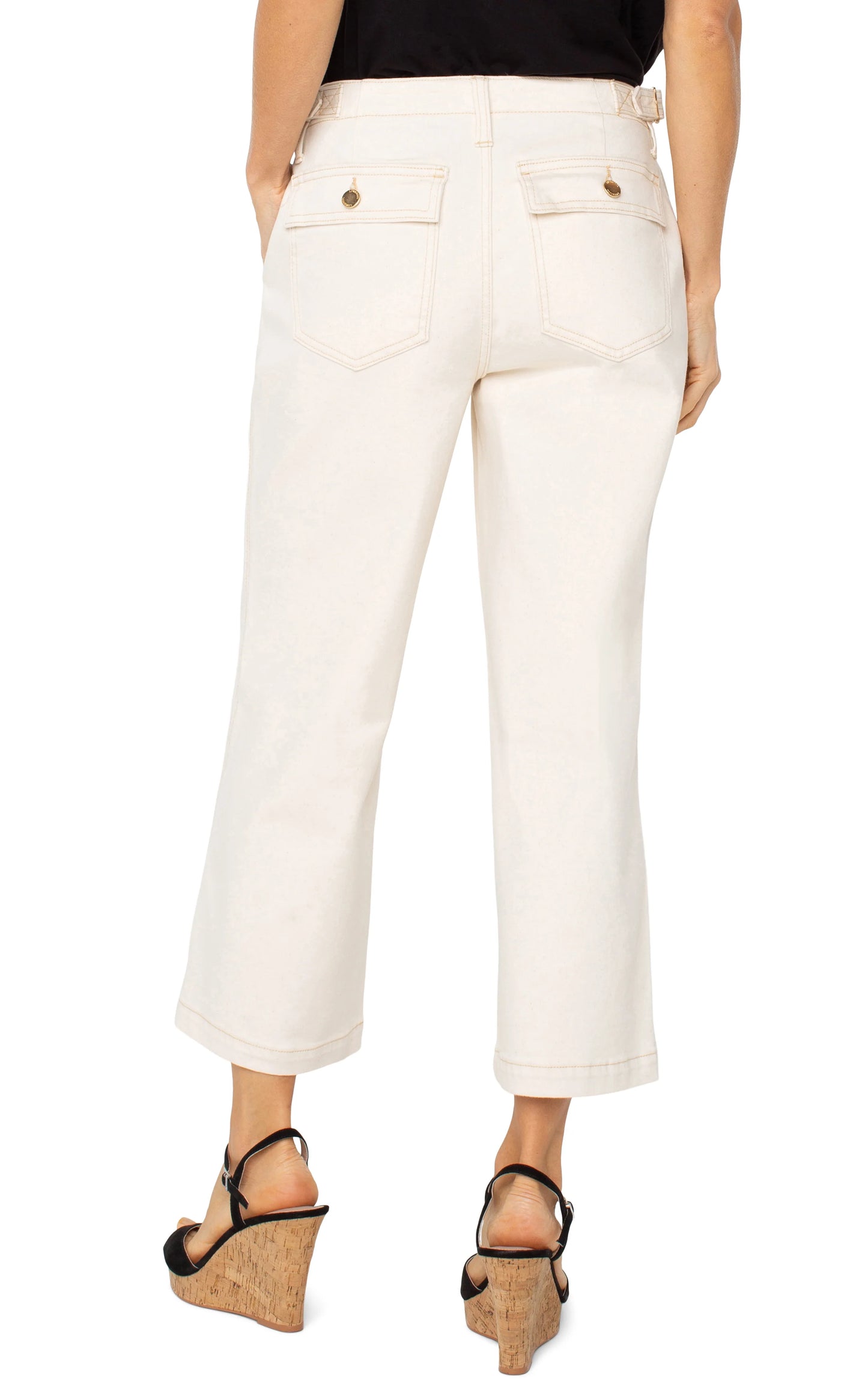 Liverpool Utility Stride Wide Leg Crop W/ Side Tabs