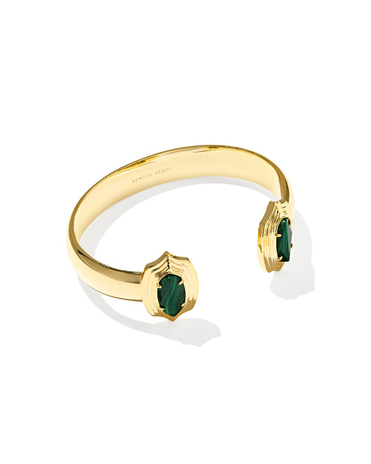 Kendra Scott ELTON STEPPED FRAME CUFF BRACELET GOLD GREEN MALACHITE