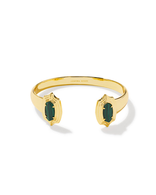 Kendra Scott ELTON STEPPED FRAME CUFF BRACELET GOLD GREEN MALACHITE